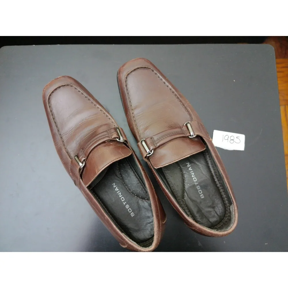 Bostonian Bit Loafers Mens 8.5M Brown Leather Square Moc Toe Professional